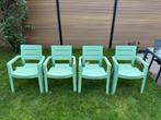Set van 4 Tuinstoelen - Mintgroen, Ophalen of Verzenden, Zo goed als nieuw, Kunststof