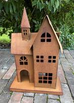 Kersthuis, kerk, roestig metaal, lichtjeshuis, waxinelicht, Robanjer, Nieuw, Ophalen of Verzenden, Harmelen