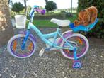 Fleurige Disney Frozen kinderfiets 16 inch met zijwieltjes., Zijwieltjes, 16 tot 20 inch, Ophalen of Verzenden, Zo goed als nieuw