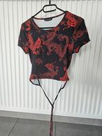 rode crop top met print, Ophalen of Verzenden, Zo goed als nieuw, Korte mouw, Maat 36 (S)