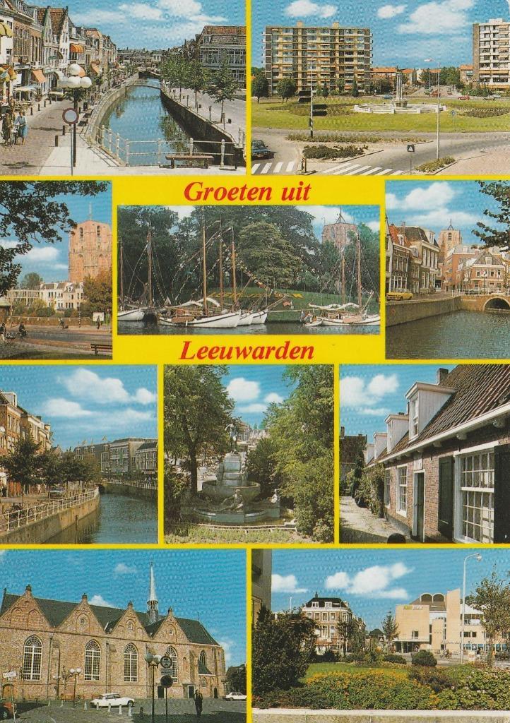 LEEUWARDEN Stadsgezichten Meerluik Groeten, Verzamelen, Ansichtkaarten | Nederland, Gelopen, Friesland, 1980 tot heden, Verzenden