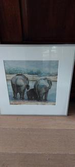 Olifanten ingelijst, Ophalen of Verzenden, Voor 1940, Zo goed als nieuw, Dier