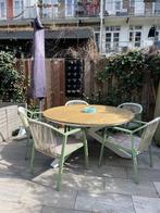 Luxe Tierra Outdoor Tuinset – Teaktafel + 5 Stoelen, Tuin en Terras, Tuinsets en Loungesets, Ophalen, 5 zitplaatsen, Teakhout