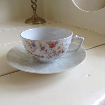 Antiek Porselein kop en schotel Mosa 3 stuks beschikbaar voor biedingen