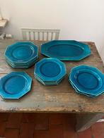 PRACHTIG VINTAGE SERVIES FRANS TEAL BLAUW, Ophalen, Gebruikt, Overige stijlen, Bord(en)