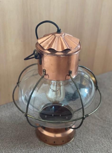 scheepslamp 2 stuks, hanglampen, Huis en Inrichting, Lampen | Hanglampen, Gebruikt, 75 cm of meer, Glas, Metaal, Ophalen