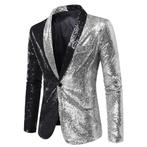 Heren zilveren zwart glitter colbert / mannen blazer paillet, Verzenden, Nieuw