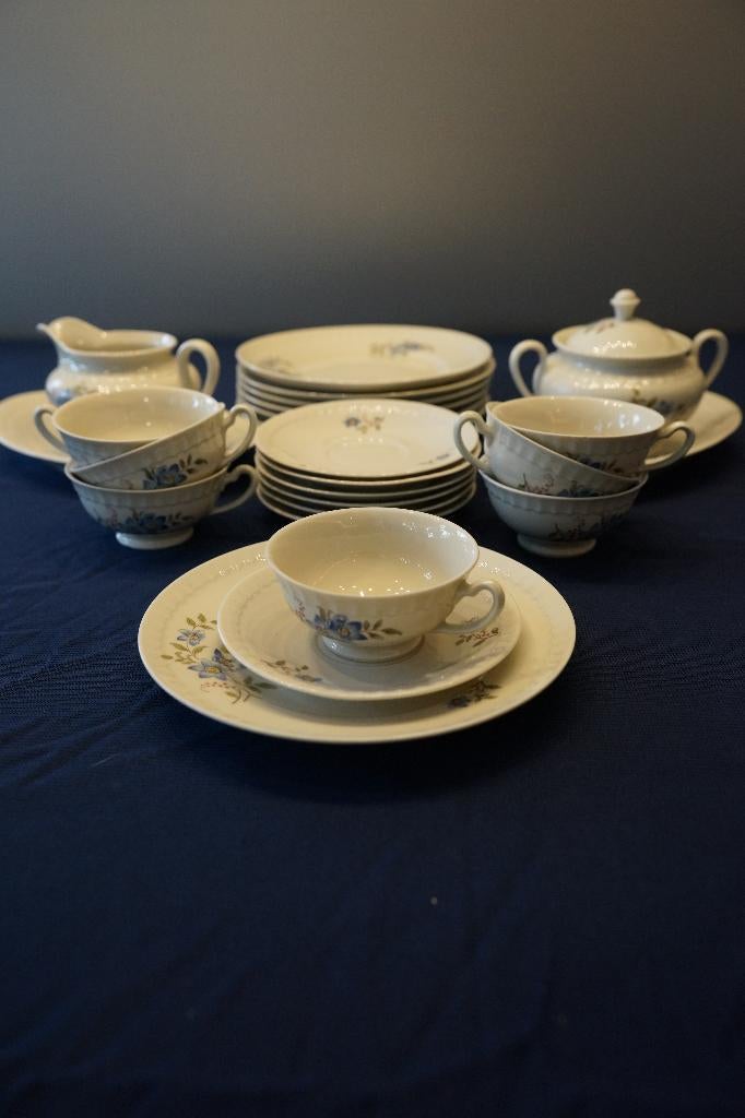 Vintage Mosa Maastricht Servies – Blauwe Bloem Motief, Antiek en Kunst, Ophalen of Verzenden