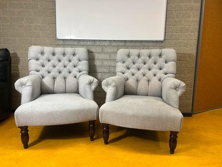 Twee Luxe Bocx Interiors Sophie Fauteuils, Huis en Inrichting, Fauteuils, Zo goed als nieuw, Stof, 75 tot 100 cm, Ophalen of Verzenden