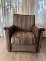 fauteuil met bruine bekleding, armleuning leer, ZGAN, Ophalen, 75 tot 100 cm, Zo goed als nieuw, 75 tot 100 cm
