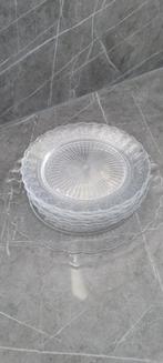 Glazen Gebakschaal met 6 Gebaksbordjes - Nieuw, Ophalen of Verzenden, Nieuw, Glas, Schaal