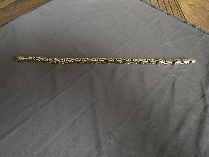 Gouden konings armband heren., Sieraden, Tassen en Uiterlijk, Armbanden, Zo goed als nieuw, Goud, Goud, Ophalen of Verzenden