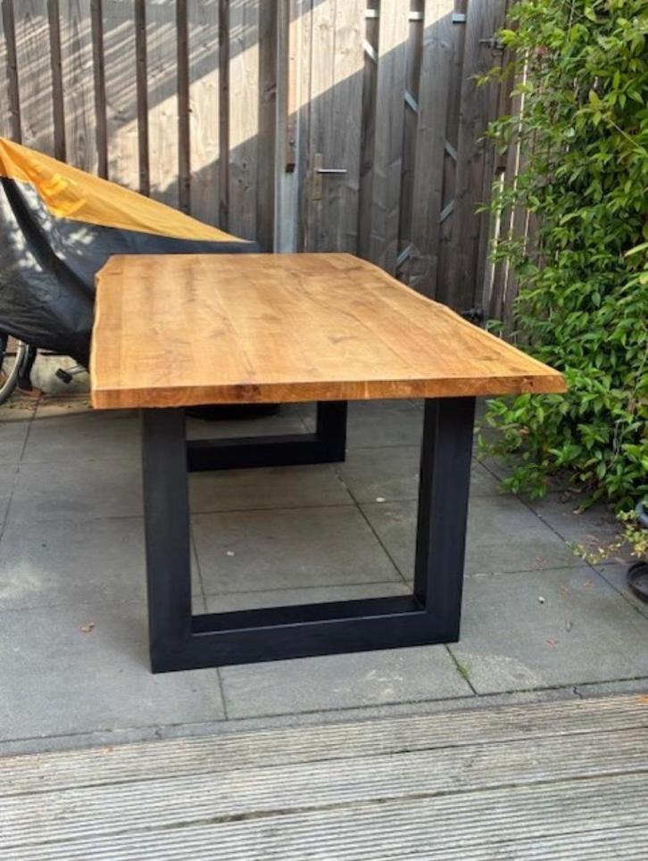 Mooie Industriële Eettafel - Boomstamblad, Huis en Inrichting, Tafels | Eettafels, Zo goed als nieuw, 50 tot 100 cm, 200 cm of meer