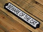 Deurbordje ''Beware of the Cat'' - Gietijzer - Zwart Wit, Ophalen of Verzenden