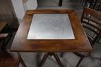 Leuke vierkante tafel Hutten Selection cafetafel hout metaal, Huis en Inrichting, Stoelen, Ophalen, Gebruikt, Bruin, Eén