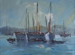 Jan Kelderman (1914-1990) - Schepen aan de kust, Antiek en Kunst, Ophalen of Verzenden