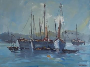 Jan Kelderman (1914-1990) - Schepen aan de kust beschikbaar voor biedingen