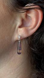 Diamant solitair 18k goud fluoriet dame oorbellen fraai luxe, Hangers, Voordeelsieraden, Ophalen of Verzenden, Zo goed als nieuw