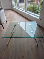 Glazen Maupertus Design Salontafel 80x60cm, Ophalen, Gebruikt, 50 tot 100 cm, Design