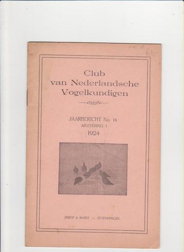 Vogels, Jaarbericht Ned Vogelkundigen 14, Harderwijk, 1924 beschikbaar voor biedingen