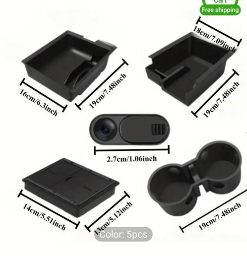 Tesla Model 3/Y Middenconsole Organizer - 5-delig, Auto diversen, Auto-accessoires, Nieuw, Ophalen of Verzenden