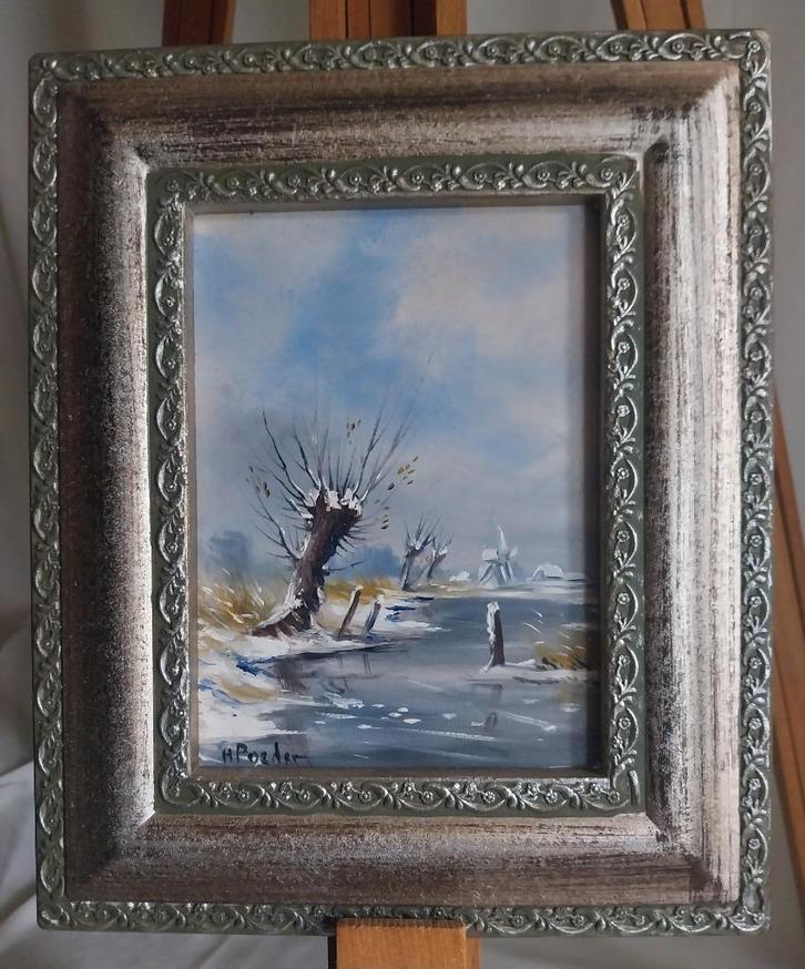 Henk Poeder (1964) - Winterlandschap, Antiek en Kunst, Kunst | Schilderijen | Klassiek, Ophalen of Verzenden