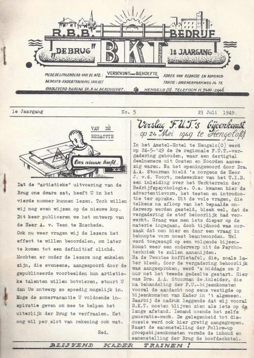 Mededelingenblad “De Brug” - Bureau Berenschot - No 6 1949, Verzamelen, Merken en Reclamevoorwerpen, Overige typen, Ophalen of Verzenden
