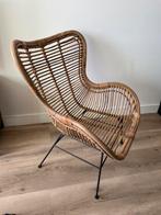 Rieten Stoel met Metalen Onderstel, Huis en Inrichting, Stoelen, Ophalen, Bruin, Riet of Rotan, Zo goed als nieuw