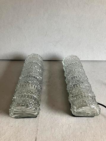 Vintage ijsglas glazen wandlampen set van 2 uit de jaren 60 beschikbaar voor biedingen