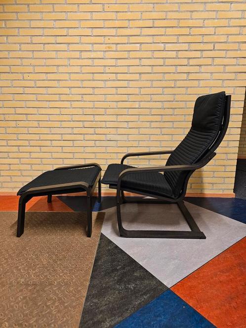 IKEA Poäng Relaxstoel met Voetenbank, Huis en Inrichting, Fauteuils, Gebruikt, Hout, Stof, 50 tot 75 cm, 75 tot 100 cm, Ophalen