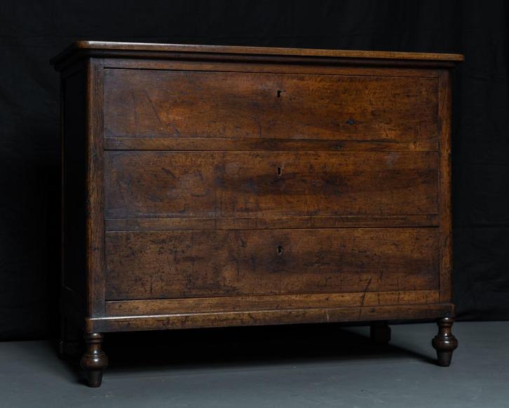 Antiek Dressoir Ladenkast Hout 3 Laden Italiaanse Commode, Huis en Inrichting, Kasten | Dressoirs, Gebruikt, 150 tot 200 cm, 50 tot 75 cm