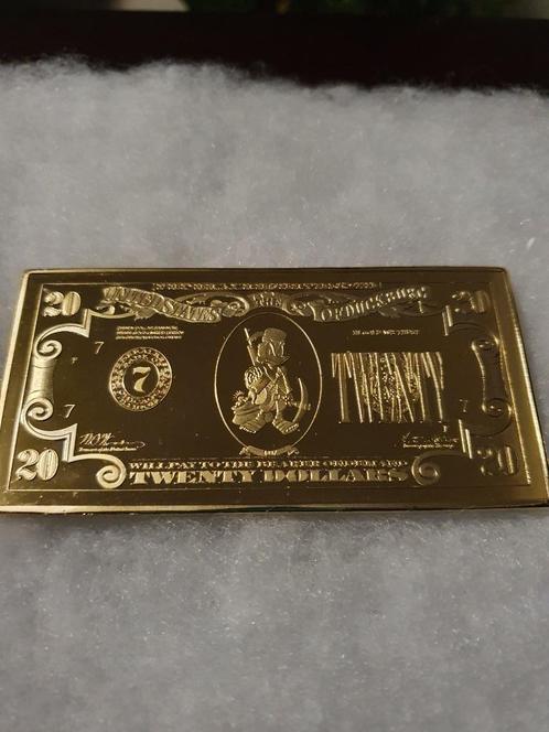 Dagobert Duck Gouden 20 Dollar Biljet Baar Walt Disney Verg, Verzamelen, Disney, Zo goed als nieuw, Donald Duck, Ophalen of Verzenden