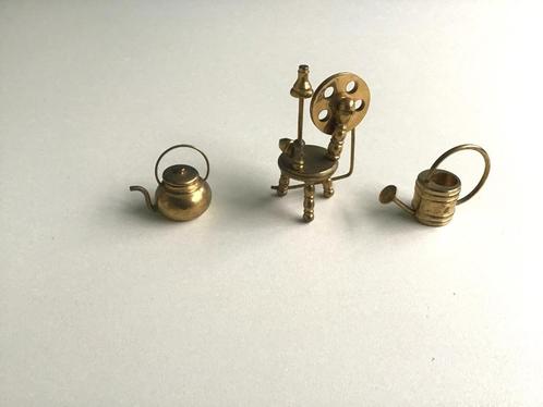 Miniatuur messing spinnewiel gieter ketel, Antiek en Kunst, Antiek | Koper en Brons, Koper, Ophalen of Verzenden