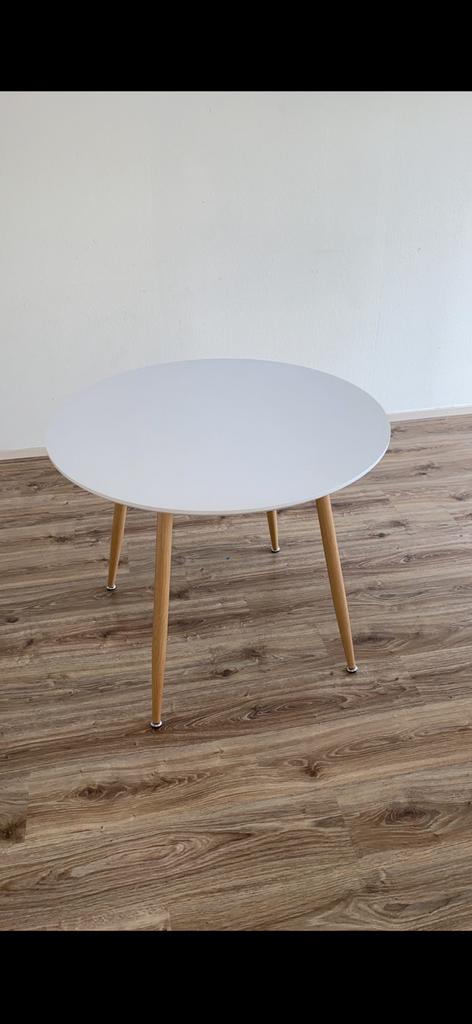 Ronde witte eettafel, Huis en Inrichting, Tafels | Salontafels, Ophalen, Gebruikt, 100 tot 150 cm, Rond