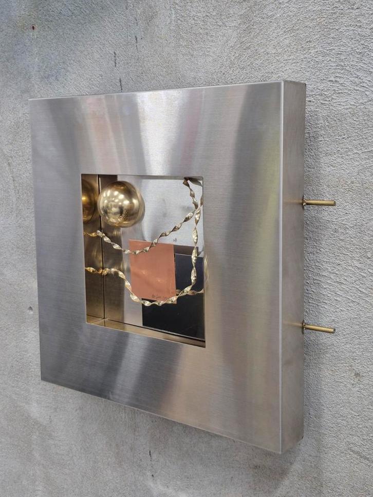 Wandsculptuur Curtis Jere diverse soorten metaal 40 x 40 cm, Antiek en Kunst, Kunst | Designobjecten, Ophalen of Verzenden