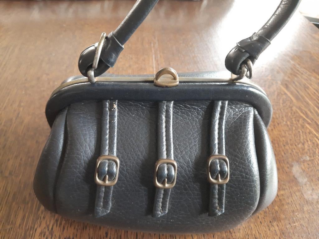 Vintage jaren '60 handtas - Donkerblauw, Ophalen of Verzenden, Gebruikt, Blauw, Handtas