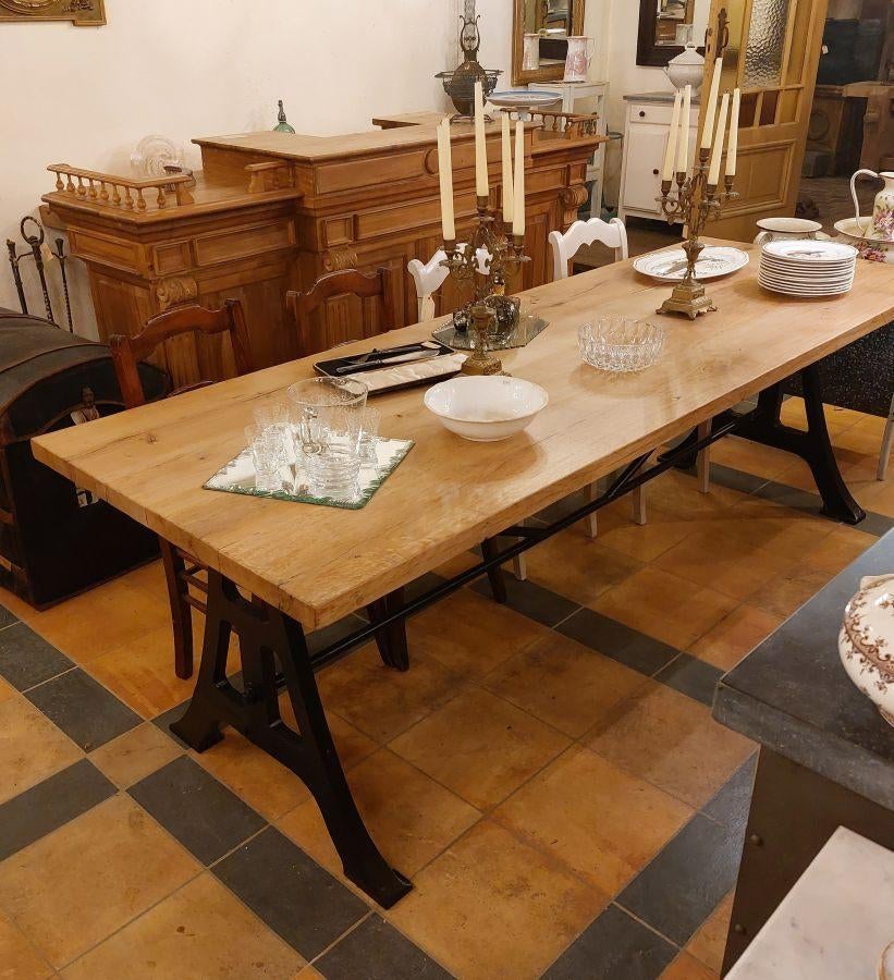 Handgemaakte industriële eettafel, Ophalen, 50 tot 100 cm, Industrieel, Rechthoekig