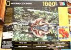 2 NAT. GEOGRAPHIC PUZZELS 1000 ST DE TEMPEL EN DRINKEND KIND, Verzenden, 500 t/m 1500 stukjes, Zo goed als nieuw, Legpuzzel