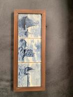 Vintage Delfts Blauw Tegeltableau met Schepen, Antiek en Kunst, Ophalen