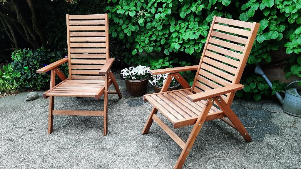 houten verstelbare tuinstoelen, Tuin en Terras, Ophalen, Zo goed als nieuw, Hout, Verstelbaar