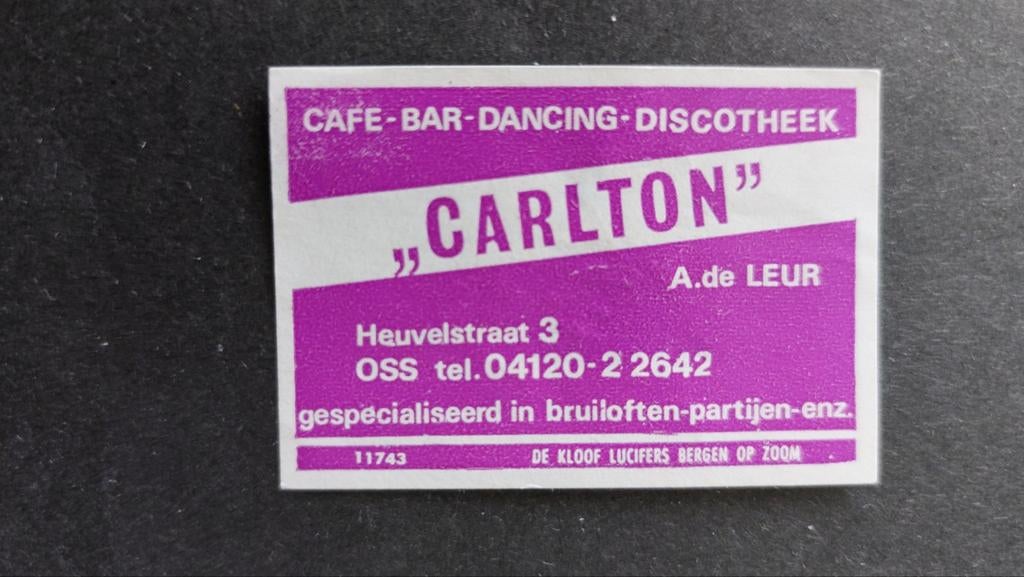 Luciferetiket Oss "Carlton" café bar dancing discotheek, Verzenden, Gebruikt, Luciferdoosjes of -merken