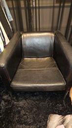 Comfortabele fauteuil van sterk leer  zwart, Huis en Inrichting, Fauteuils, Gebruikt, Ophalen of Verzenden, 75 tot 100 cm, Leer