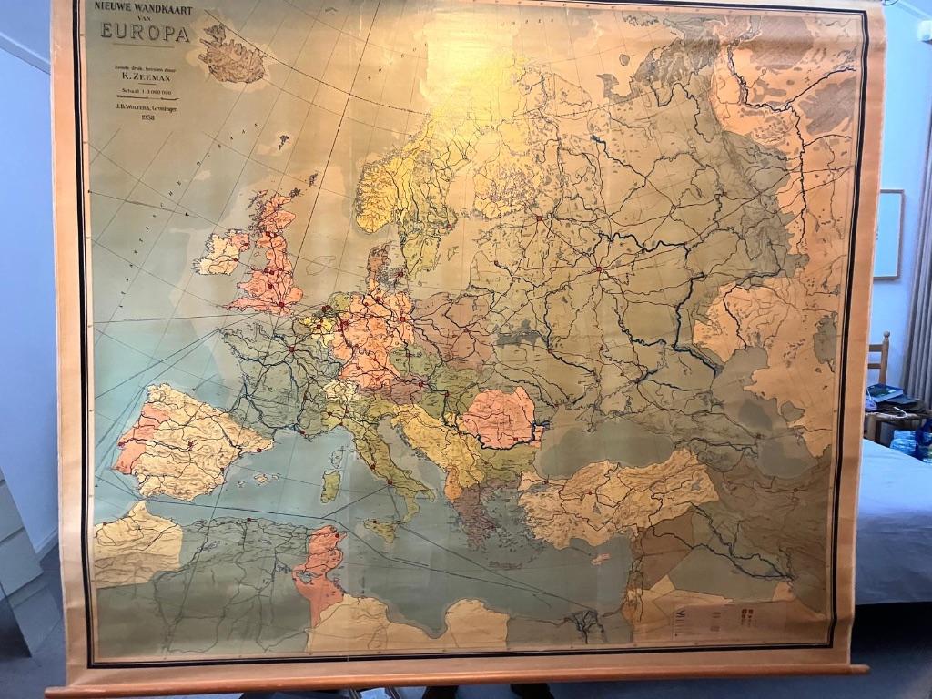 Schoolplaat Europa, Antiek en Kunst, Antiek | Schoolplaten, Ophalen, Aardrijkskunde