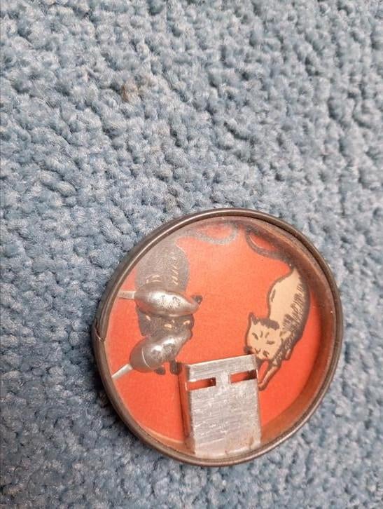 Vintage Behendigheid spel spiegel onderkant 2 muizen 1950, Ophalen of Verzenden