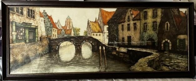 Brugge ingelijst schilderij, Antiek en Kunst, Kunst | Schilderijen | Klassiek, Ophalen of Verzenden