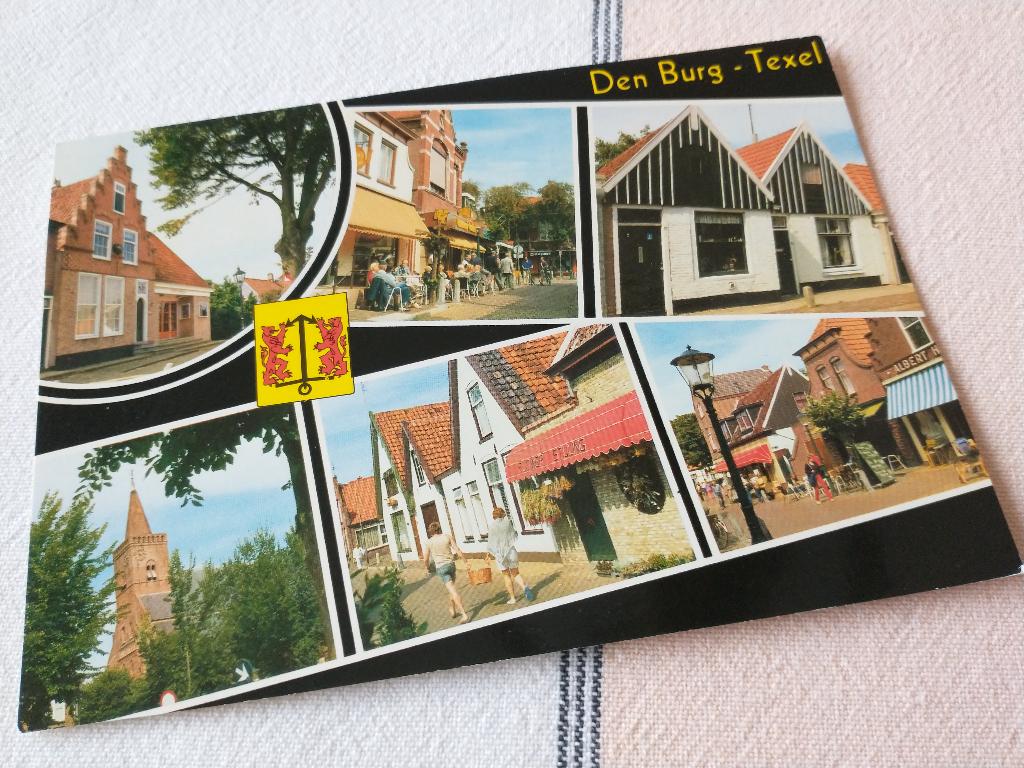 Den Burg, Texel -6 afbeeldingen + wapen van Texel, Ophalen of Verzenden, 1980 tot heden, Gelopen, Waddeneilanden