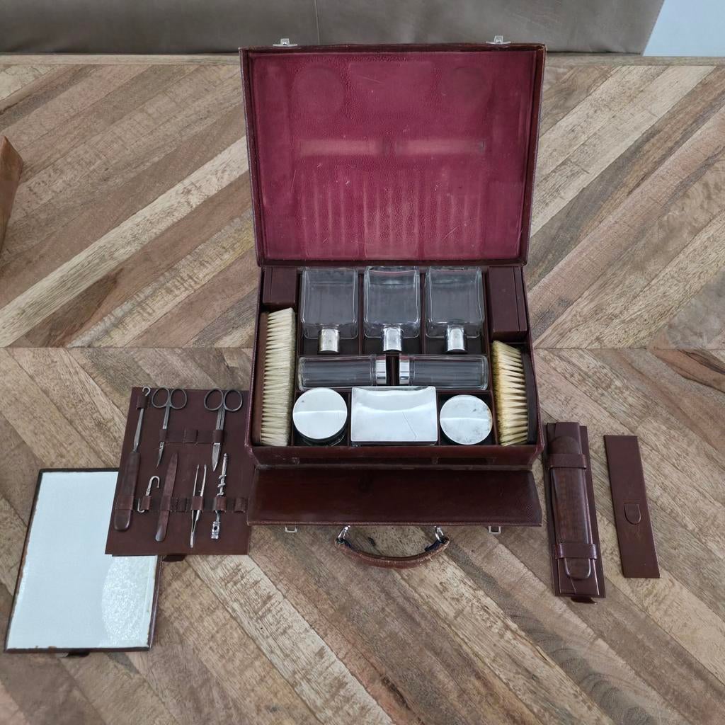 Unieke Antieke Hermès Paris 'Necessaire de Voyage' Reis-set, Gebruikt, Ophalen of Verzenden, Met spiegeltje(s), Hardcase