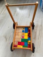 Toy Wagon with Wooden Building Blocks, Ophalen of Verzenden, Zo goed als nieuw, Duw- of Trekspeelgoed