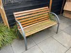 Tuinbank met houten latten en metalen frame, Tuin en Terras, Ophalen, Gebruikt, Hout