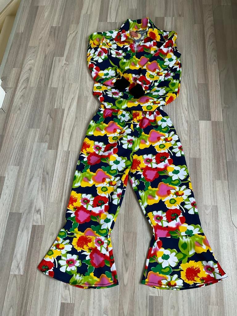 Kleurrijk Flower Power / Hippie Pak (Uniseks), Ophalen of Verzenden, Zo goed als nieuw